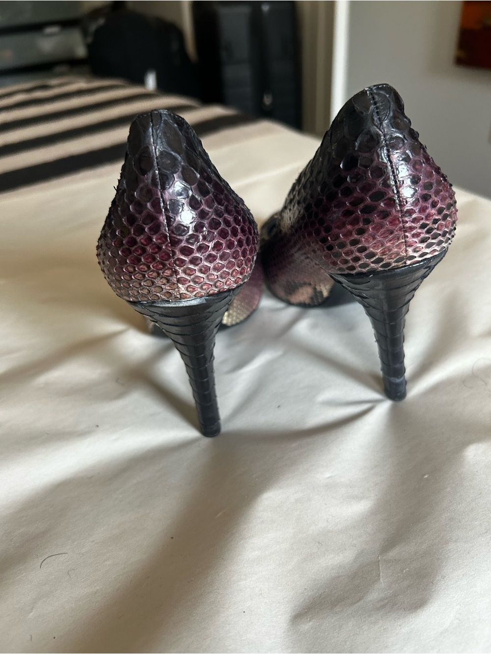 Dolce & Gabbana Purple Snakeskin Pointed Toe Stiletto Heels